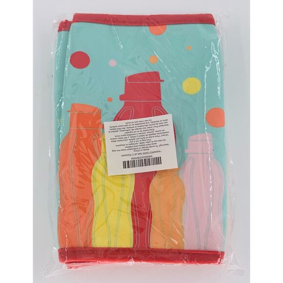 Tupperware Water Bottle Koozies Set Of Two 16 Oz Size Holders Cloth Foam Limited - Picture 2 of 4